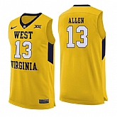 West Virginia Mountaineers 13 Teddy Allen Yellow College Basketball Jersey Dzhi,baseball caps,new era cap wholesale,wholesale hats